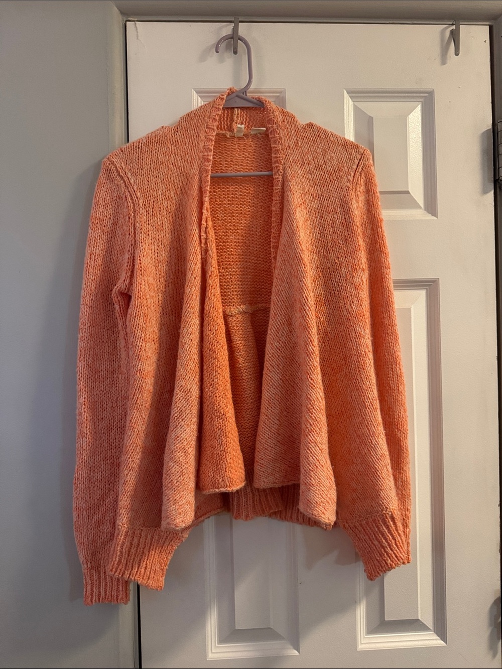 Moth Open-Front Peach-Orange Knit Cardigan